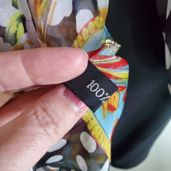 VINTAGE 100% Silk Polka Dot Floral Scarf Shawl Wrap Sheer Retro Pin-Up 72" x 35" - Picture 4 of 11